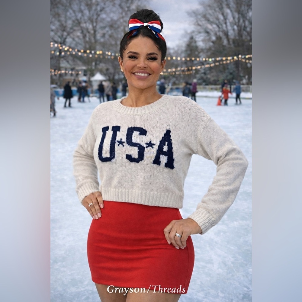 Grayson Threads Cream USA Sweater